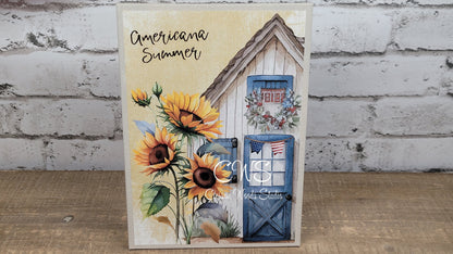 Americana Summer Sunflower House 5"x7" Canvas Insert