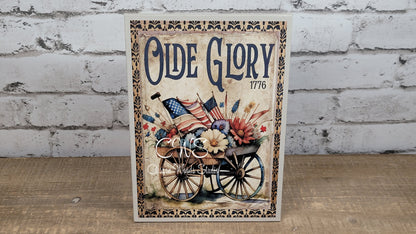 Old Glory July Flowers In Wagon 5"x7" Canvas Insert