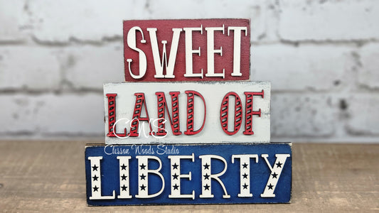 Sweet Land Of Liberty Mini Wood Word Block Sign