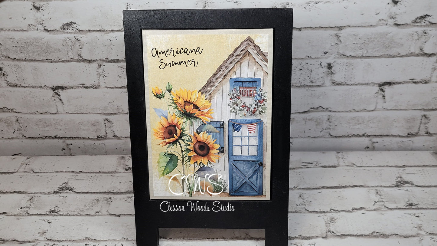 Americana Summer Sunflower House 5"x7" Canvas Insert