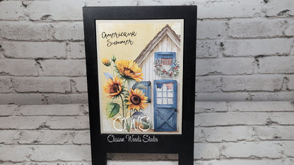 Americana Summer Sunflower House 5"x7" Canvas Insert