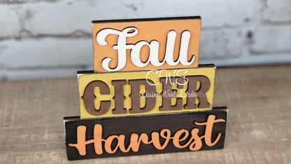 Fall Cider and Harvest Mini Wood Word Block Sign