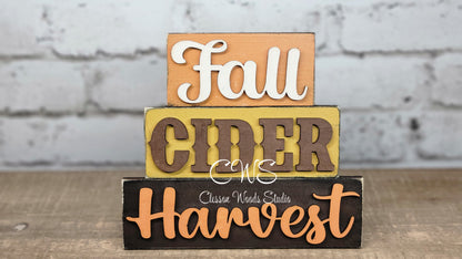 Fall Cider and Harvest Mini Wood Word Block Sign