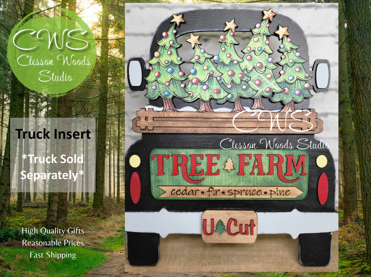 Christmas Tree Farm U Cut Digital Art and Hand Painted Truck Accents