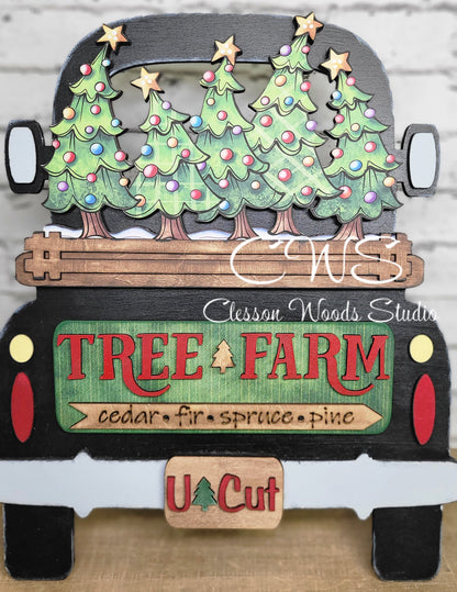 Christmas Tree Farm U Cut Digital Art and Hand Painted Truck Accents