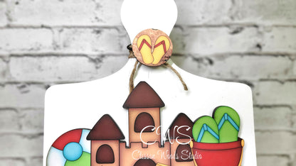 Hello Sunshine Beach Digital Art and Hand Painted Seasonal Breadboard Accents