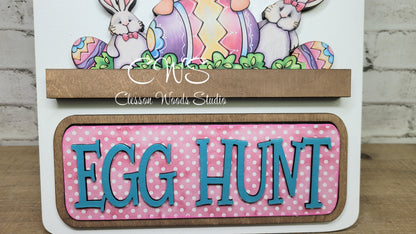 Easter Bunny Gnome Digital Art and Hand Painted Bread Board Accents