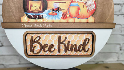 Bee Kind Honey Digital Art and Hand Painted 12" Door Hanger Insert