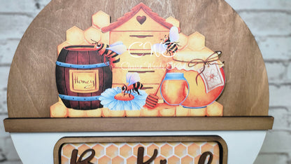 Bee Kind Honey Digital Art and Hand Painted 12" Door Hanger Insert