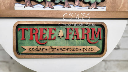 Christmas Tree Farm Merry and Bright U Cut Digital Art and Hand Painted 12" Door Hanger Insert