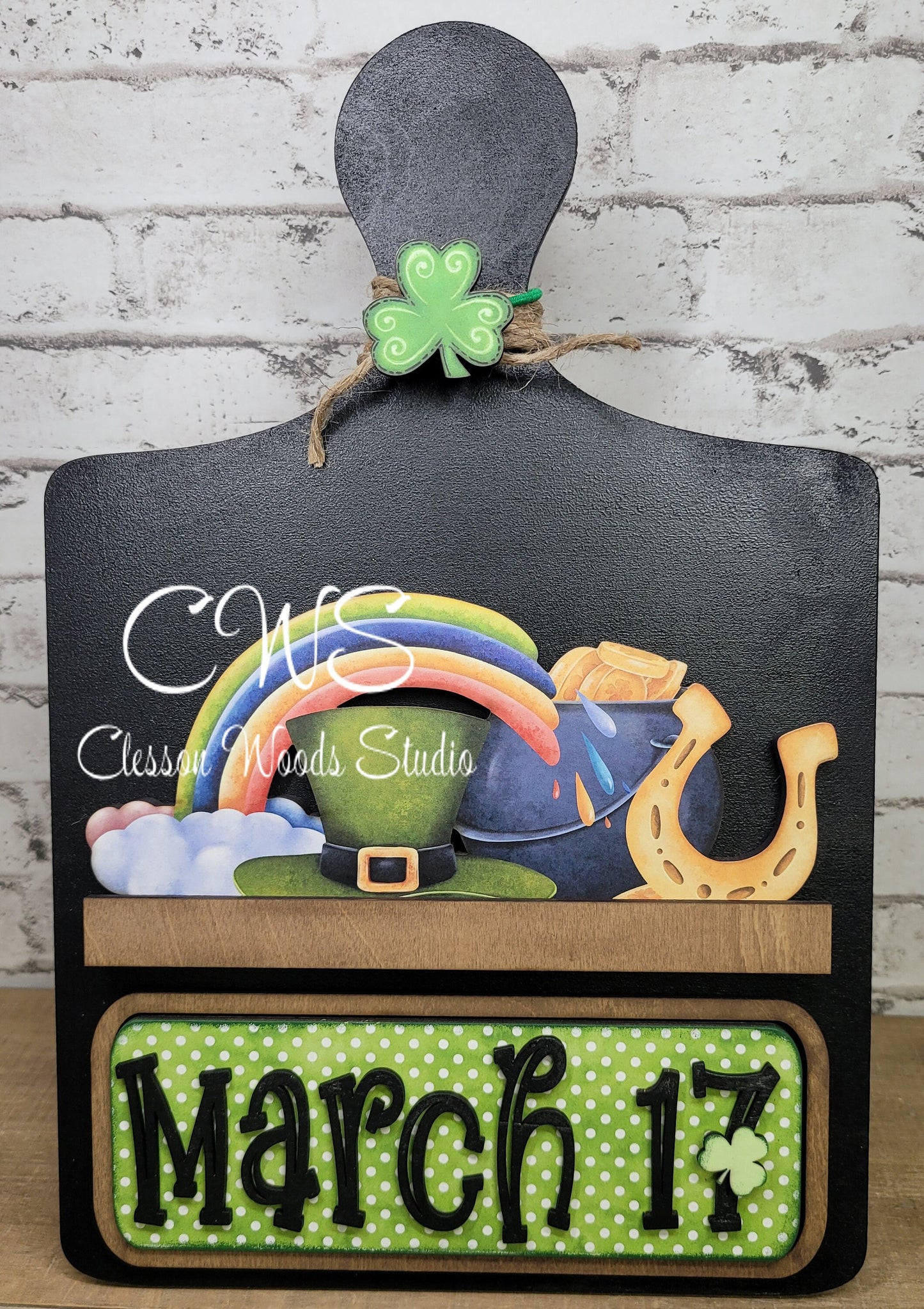 St. Patricks Day Digital Art and Hand Painted Breadboard Accents