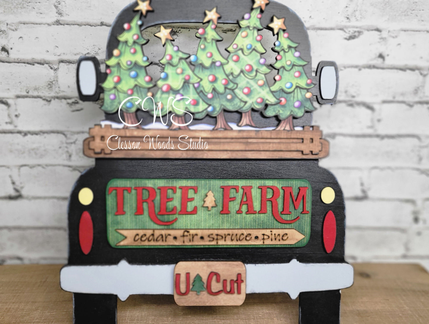 Christmas Tree Farm U Cut Digital Art and Hand Painted Truck Accents