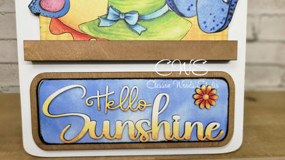 Hello Sunshine Sun Hat Flip Flops Digital Art and Hand Painted Seasonal Breadboard Accents
