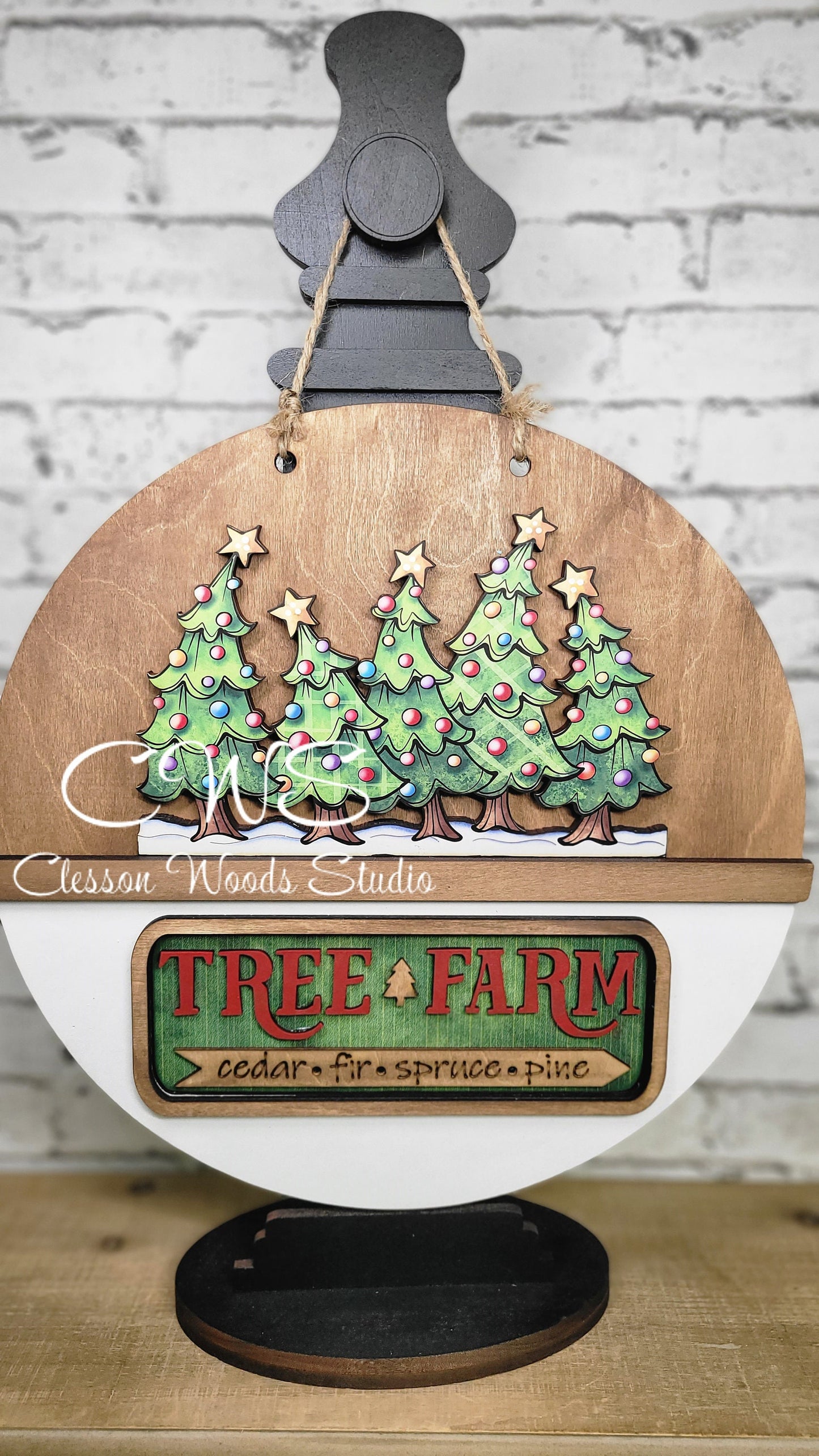 Christmas Tree Farm Merry and Bright U Cut Digital Art and Hand Painted 12" Door Hanger Insert