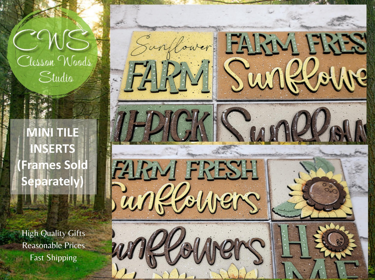 Sunflowers Mini Interchangeable Tiles for Leaning Signs and Ladders