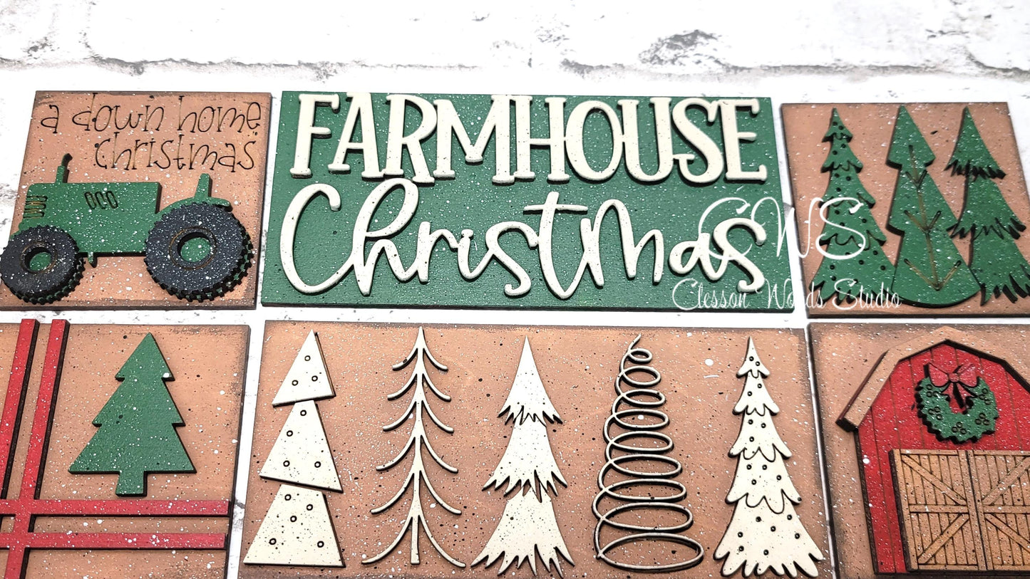 Farmhouse Christmas Mini Interchangeable Tiles for Leaning Signs and Ladders