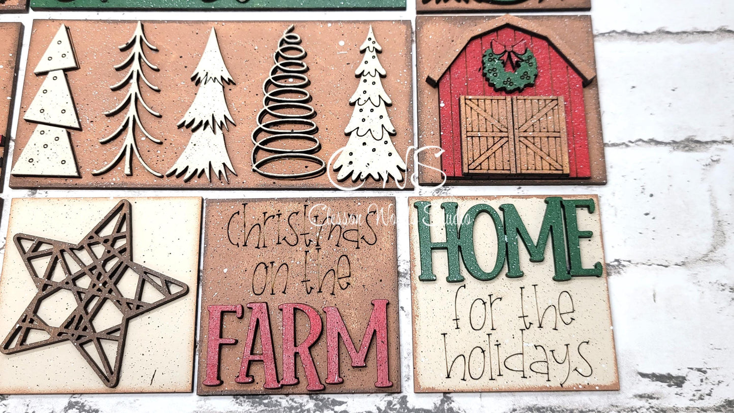 Farmhouse Christmas Mini Interchangeable Tiles for Leaning Signs and Ladders