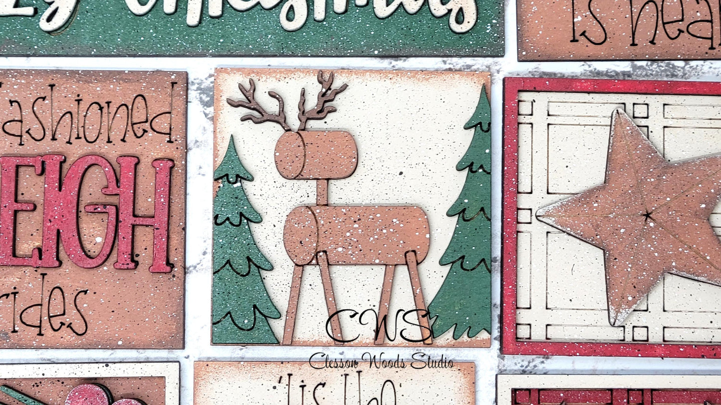 Cozy Christmas Mini Interchangeable Tiles for Leaning Signs and Ladders