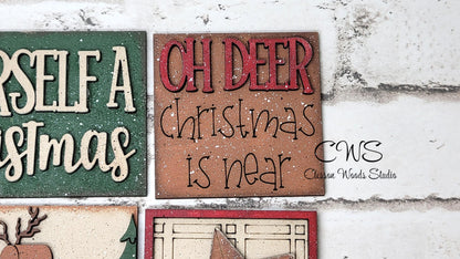 Cozy Christmas Mini Interchangeable Tiles for Leaning Signs and Ladders