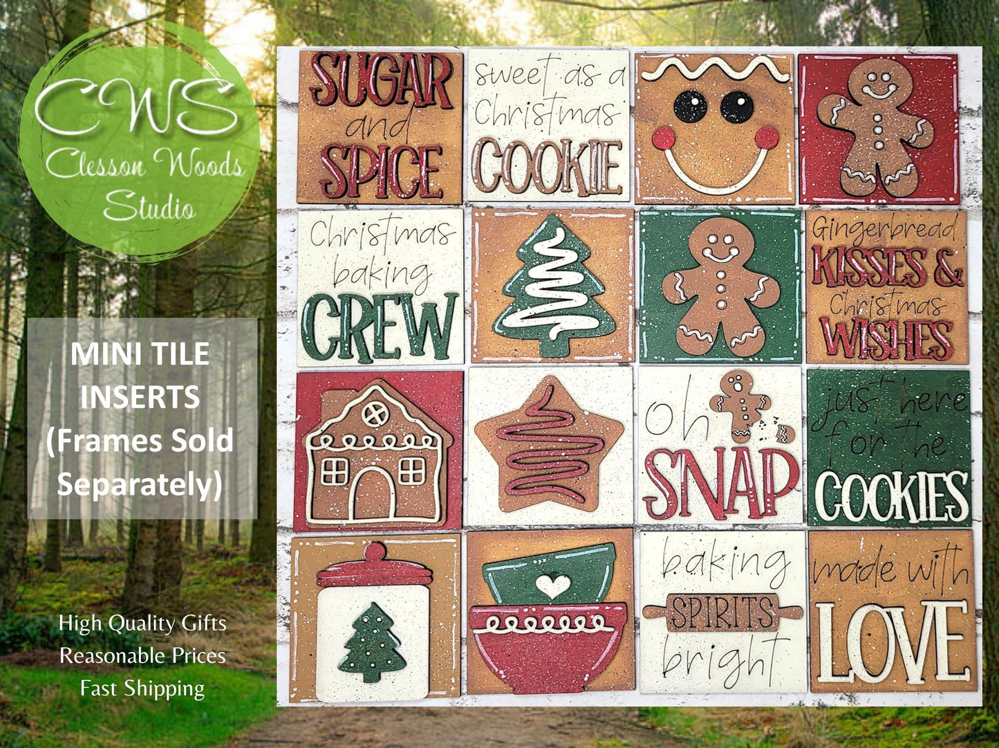 Gingerbread Cookies Mini Interchangeable Tiles for Leaning Signs and Ladders