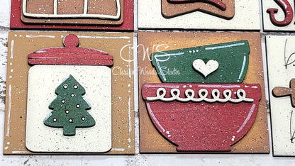 Gingerbread Cookies Mini Interchangeable Tiles for Leaning Signs and Ladders