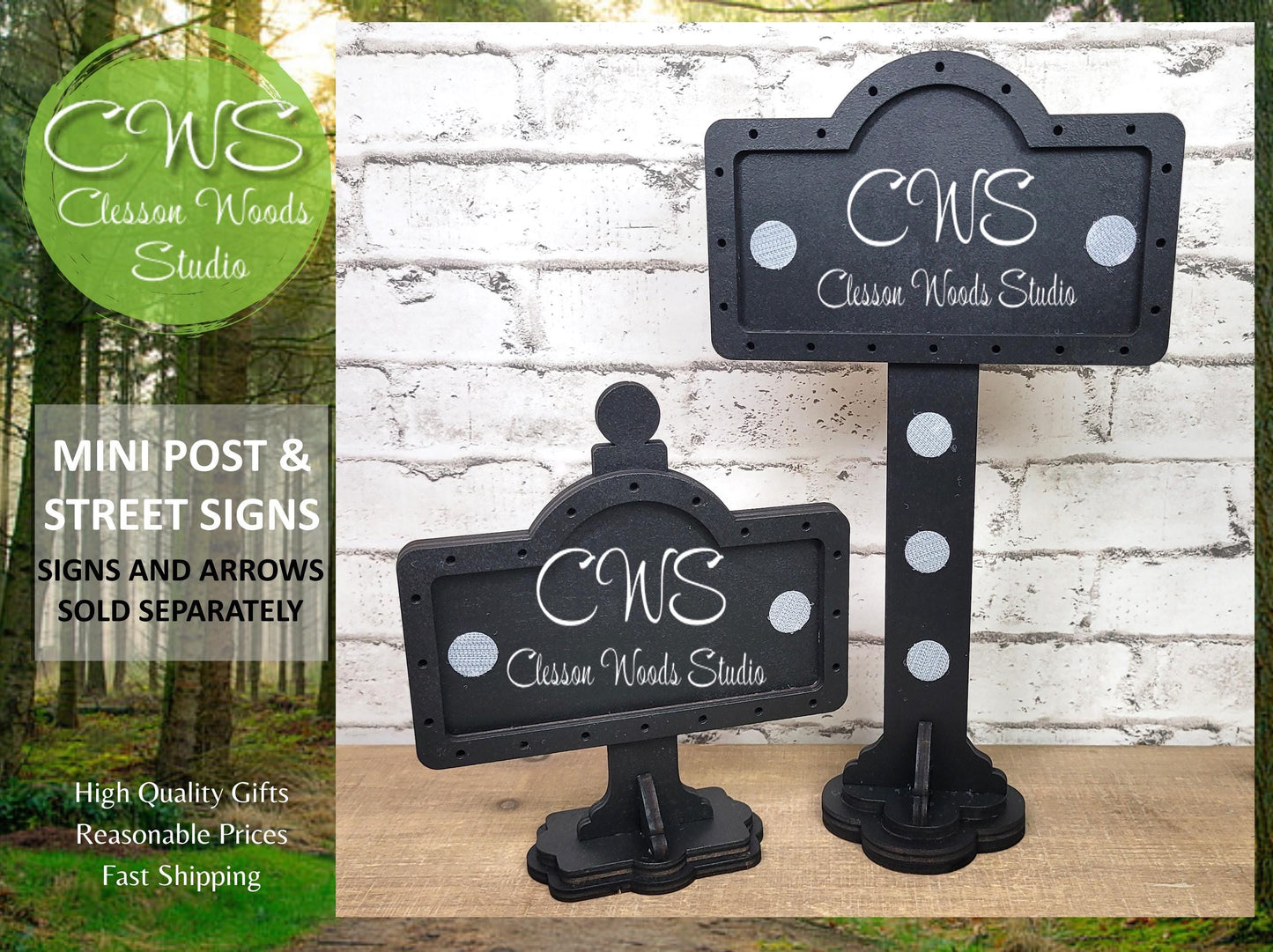 Mini Sign Post & Street Sign Frames Black