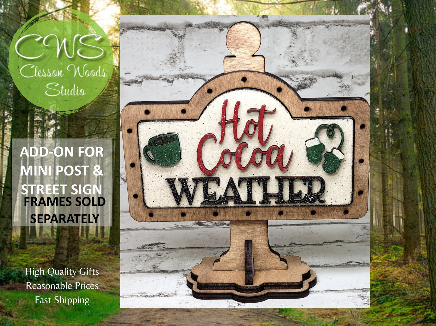 Hot Cocoa Weather Add-On for Mini Post & Street Sign Frames (Sold Separately)