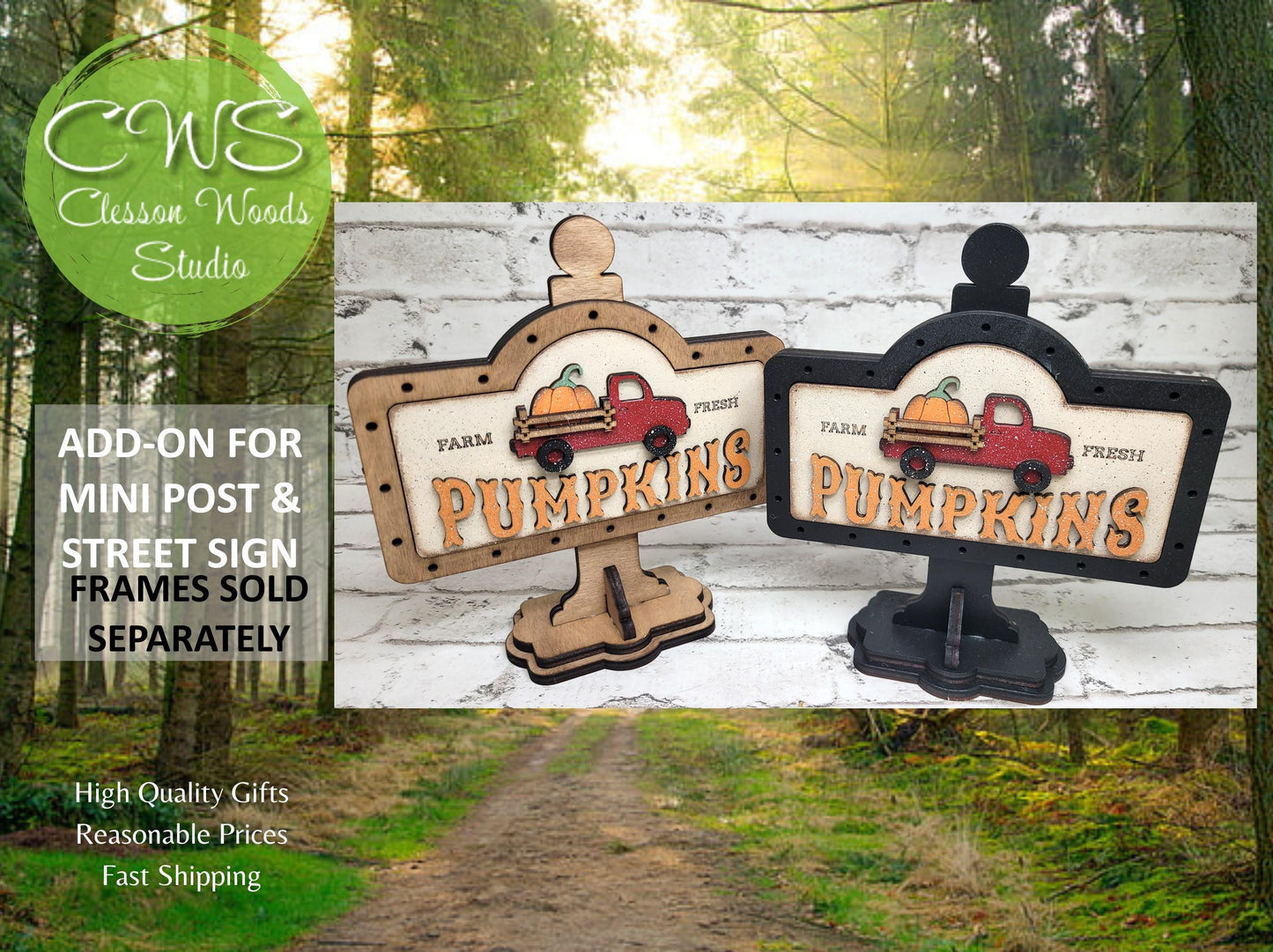 Farm Fresh Pumpkins Red Truck Add-On for Mini Post & Street Sign Frames