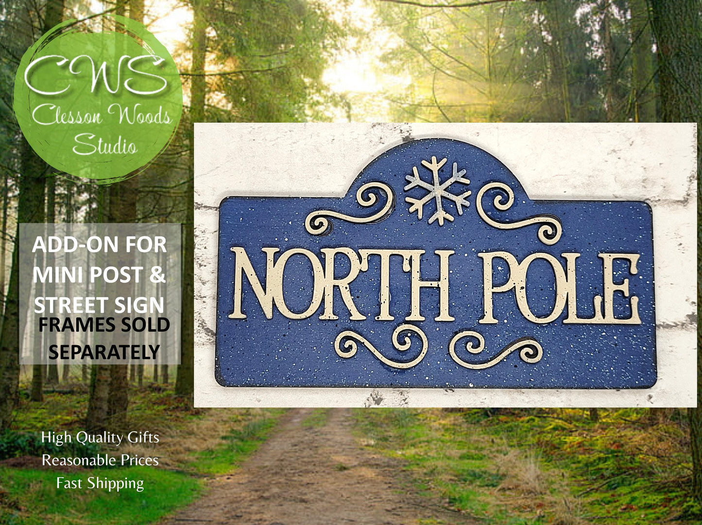 North Pole Blue 1 Add-On for Mini Post & Street Sign Frames