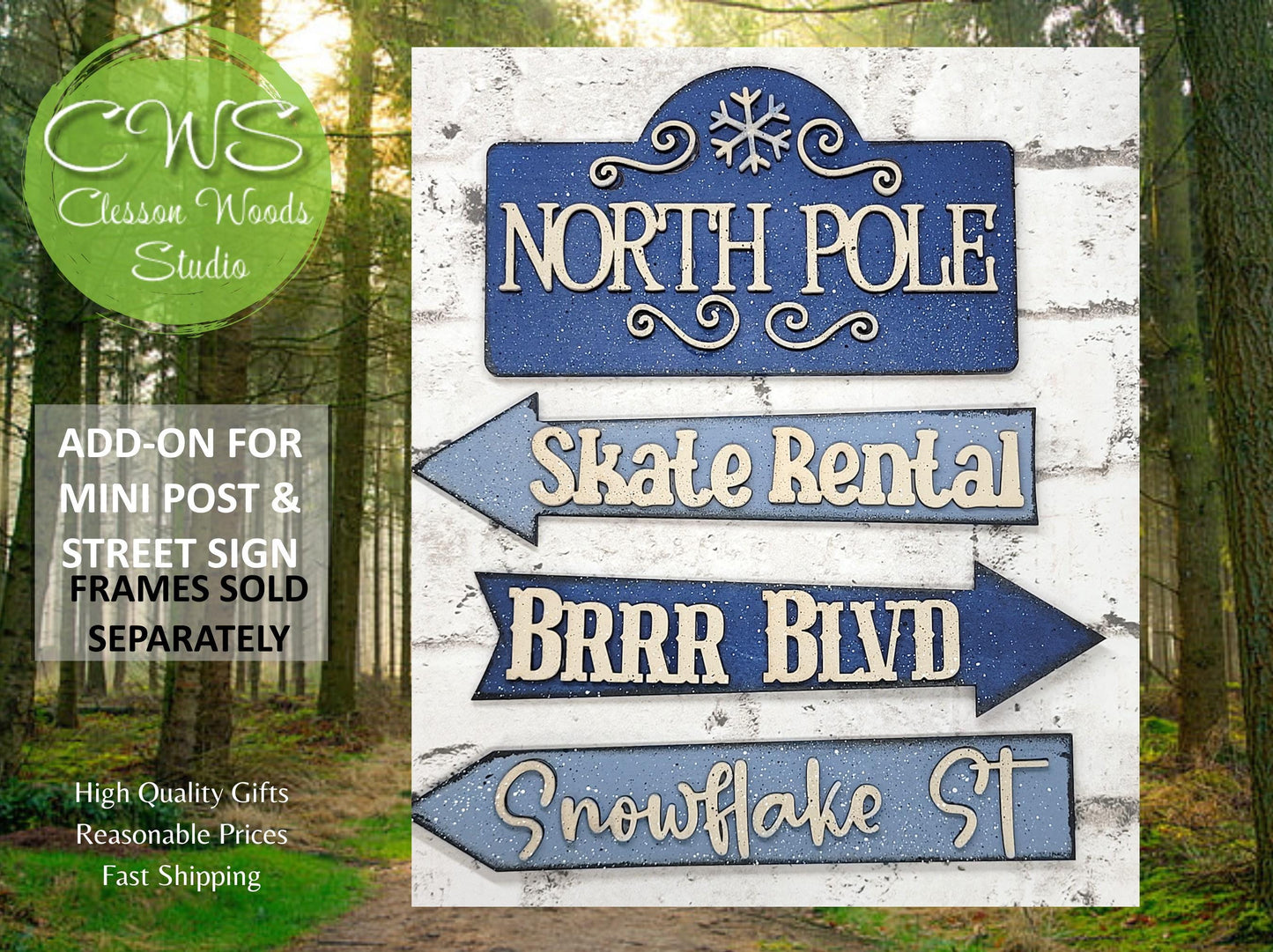 North Pole Blue 1 Add-On for Mini Post & Street Sign Frames