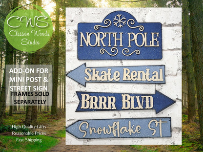 North Pole Blue 1 Add-On for Mini Post & Street Sign Frames