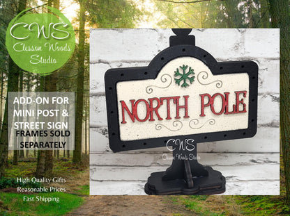 North Pole Green Snowflake Workshop Add-On for Mini Post & Street Sign Frames