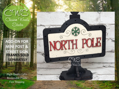 North Pole Green Snowflake 2 Add-On for Mini Post & Street Sign Frames (Sold Separately)