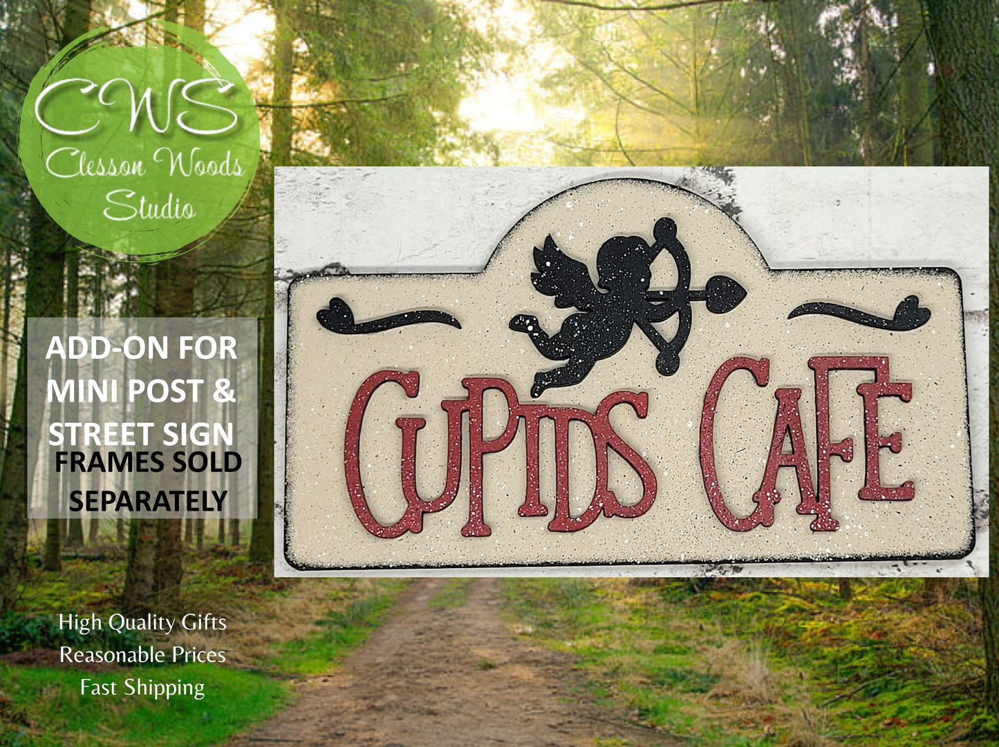 Cupids Cafe Add-On for Mini Post & Street Sign Frames