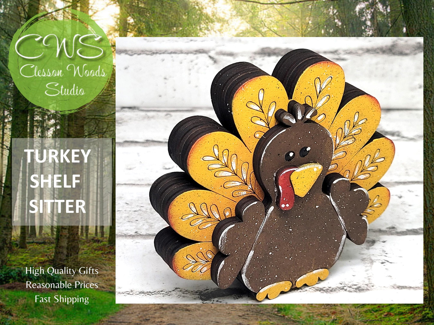 Turkey Shelf Sitter Tiered Tray Decor Piece