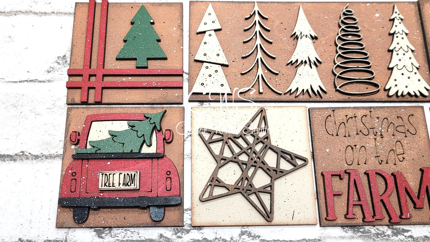 Farmhouse Christmas Mini Interchangeable Tiles for Leaning Signs and Ladders