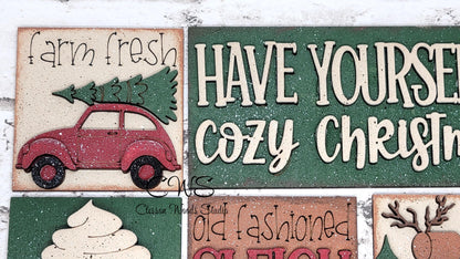 Cozy Christmas Mini Interchangeable Tiles for Leaning Signs and Ladders