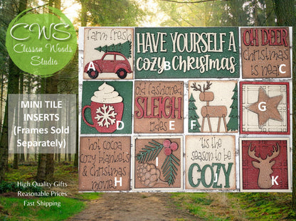 Cozy Christmas Mini Interchangeable Tiles for Leaning Signs and Ladders