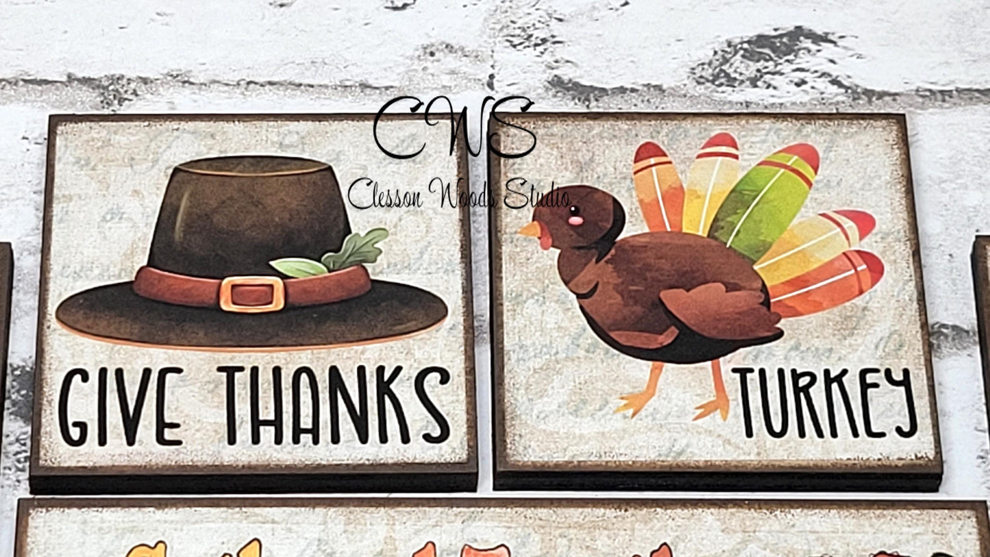 Thanksgiving Mini Interchangeable Tiles for Leaning Signs and Ladders