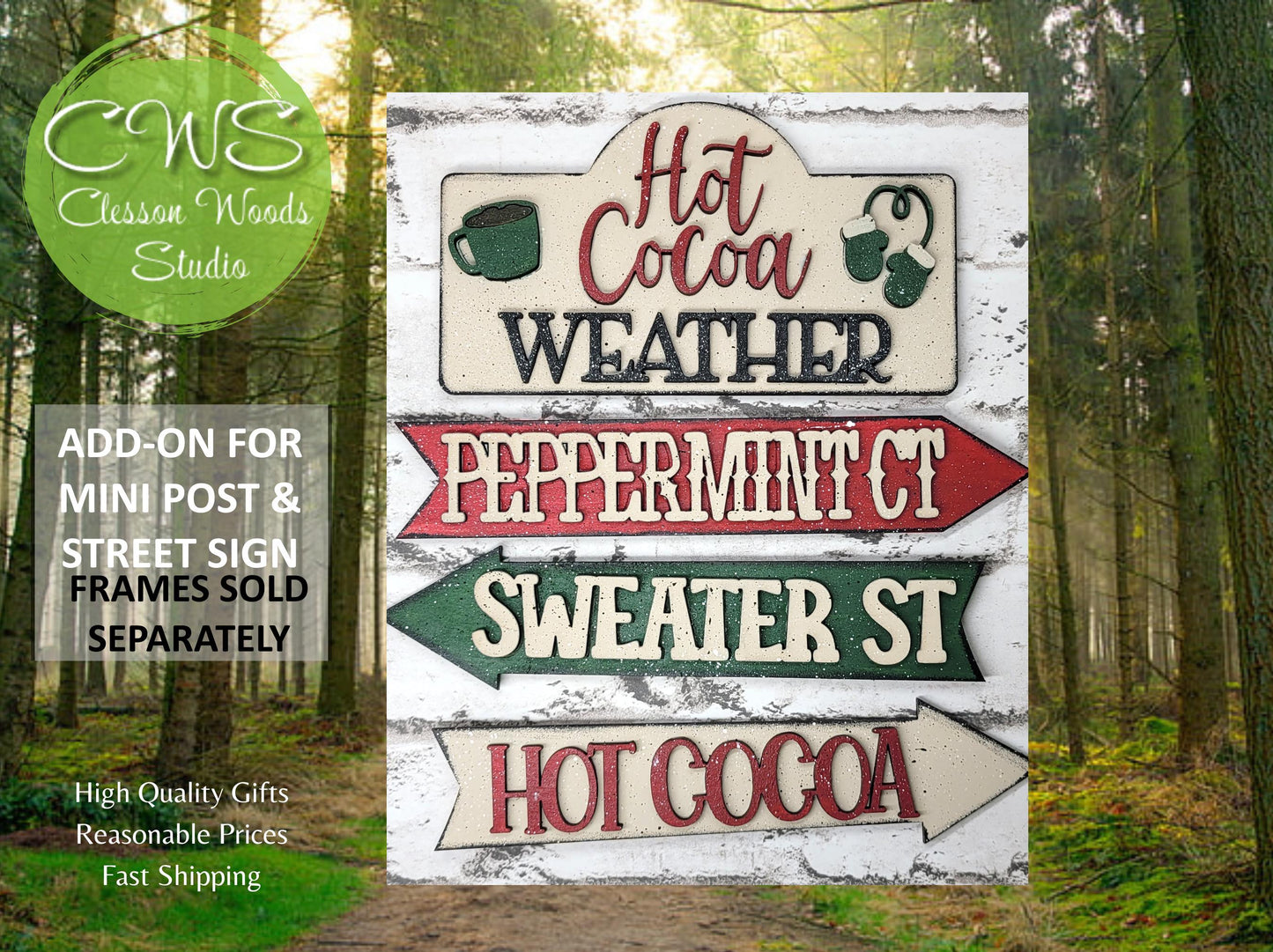 Hot Cocoa Weather Add-On for Mini Post & Street Sign Frames (Sold Separately)