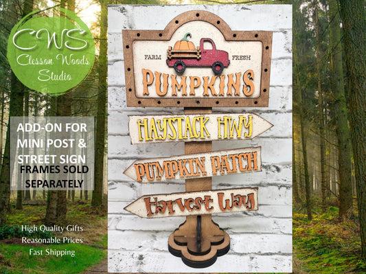 Farm Fresh Pumpkins Red Truck Add-On for Mini Post & Street Sign Frames