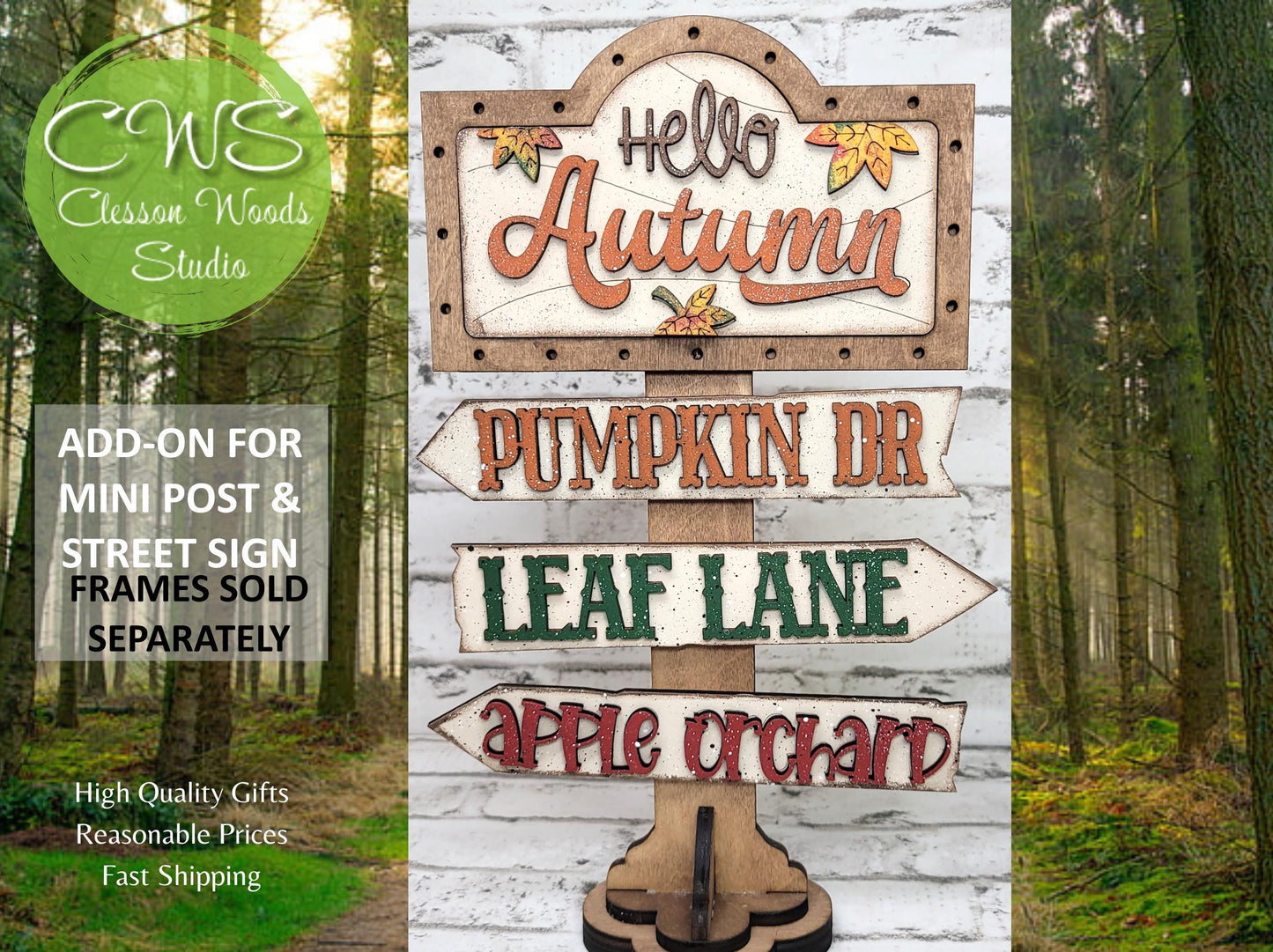 Hello Autumn Add-On for Mini Post & Street Sign Frames