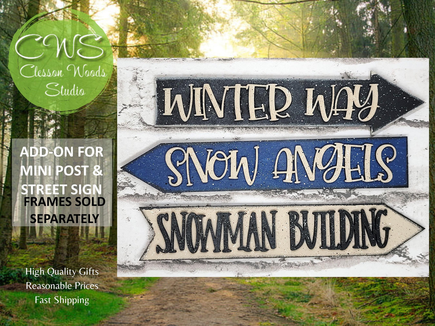 North Pole Blue 1 Add-On for Mini Post & Street Sign Frames (Sold Separately)
