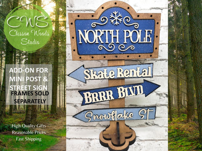 North Pole Blue 1 Add-On for Mini Post & Street Sign Frames