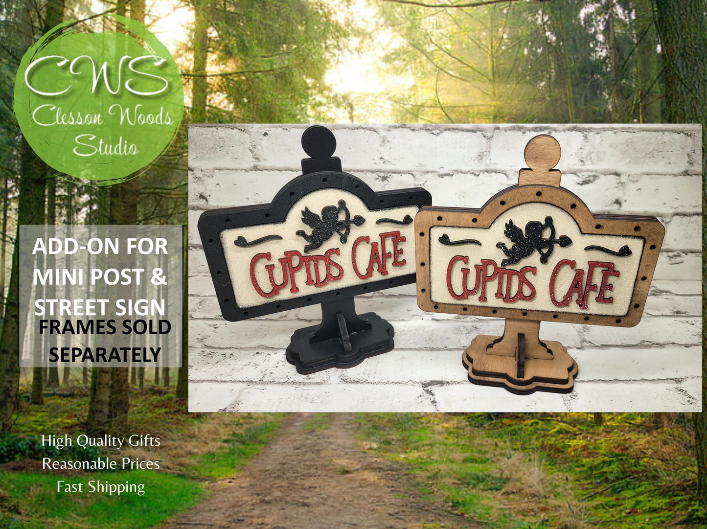 Cupids Cafe Add-On for Mini Post & Street Sign Frames