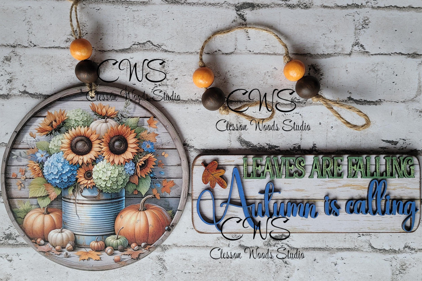 Autumn Sign Add-On: Pumpkins, Sunflowers, Hydrangeas (6" Round)