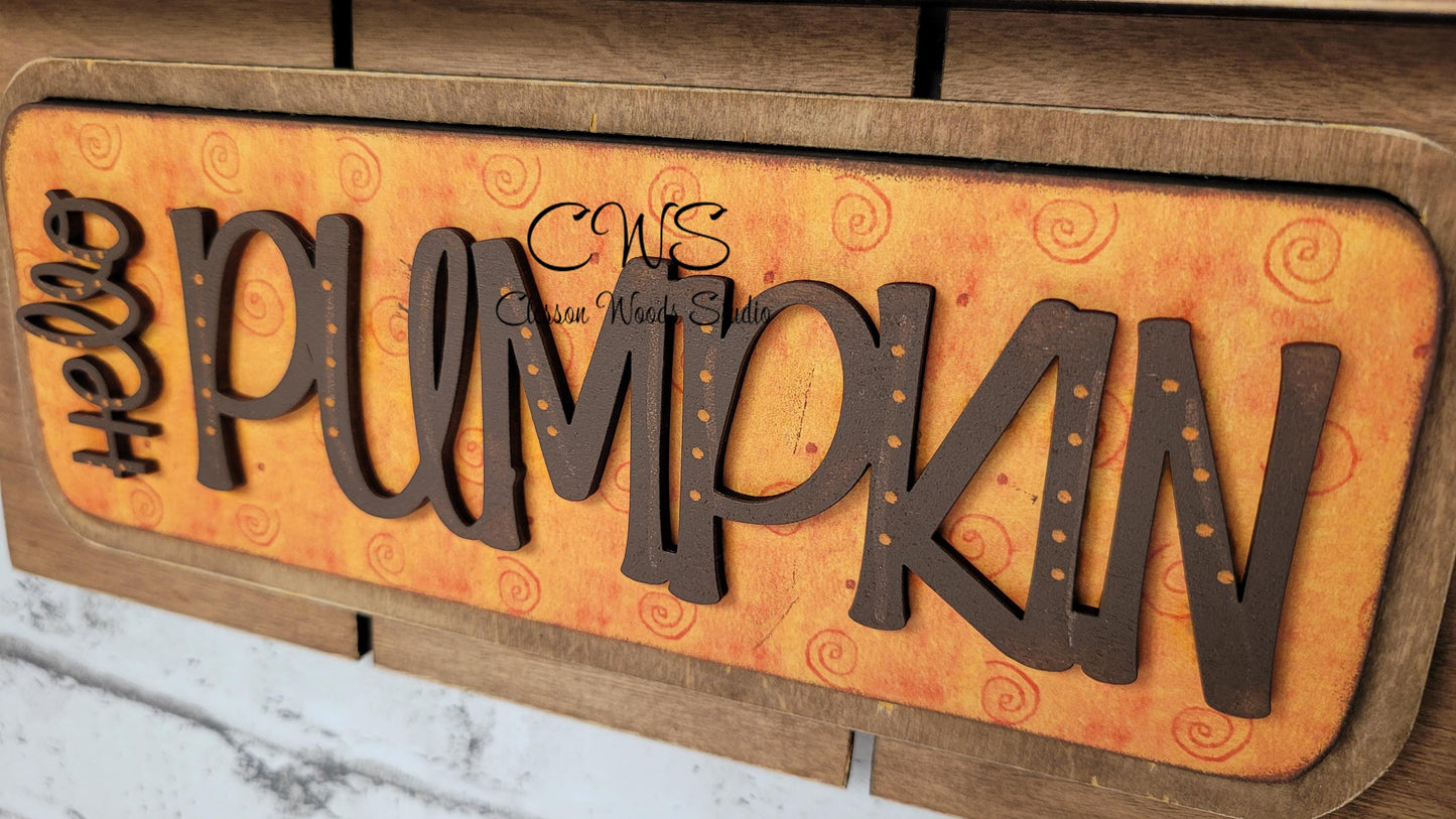 Fall Pallet Sign Add-On: Scarecrow, Pumpkins & Sunflowers (6" Round)