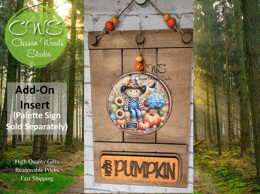 Fall Pallet Sign Add-On: Scarecrow, Pumpkins & Sunflowers (6" Round)