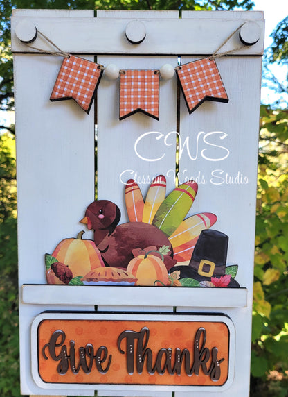 Pallet Sign Ad-On Give Thanks Turkey Insert Set