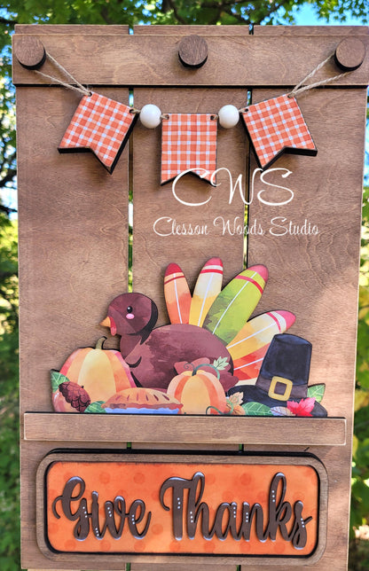 Pallet Sign Ad-On Give Thanks Turkey Insert Set